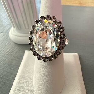 Sorrelli Clear Crystal Brass Tone Adjustable Ring  Size 6.5